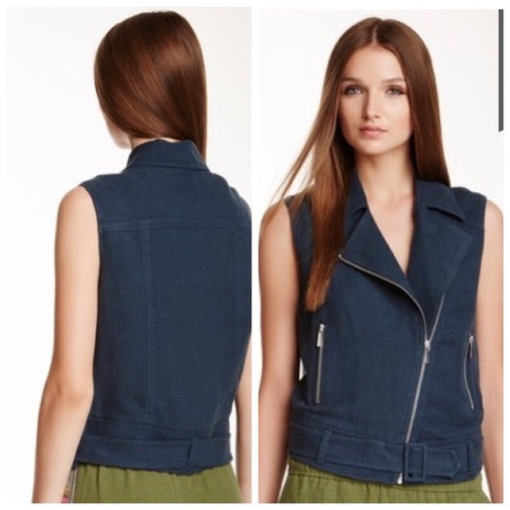 NEW Elizabeth And James  Blue Tegan Biker Vest